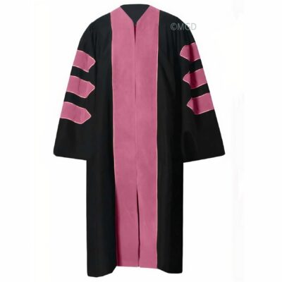 ''Black American Doctoral Gown with Baby Pink Piping''>