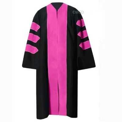 ''Black American Doctoral Gown with Pink Piping''>