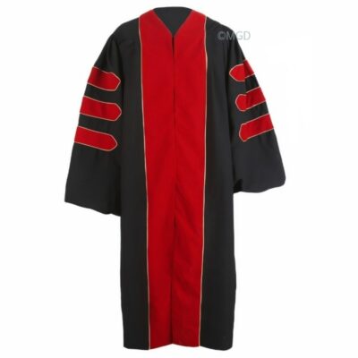 ''Black American Doctoral Gown with Red Piping''>