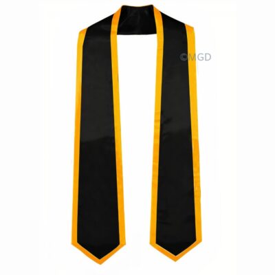 ''Black Graduation Stole with Yellow Piping''>