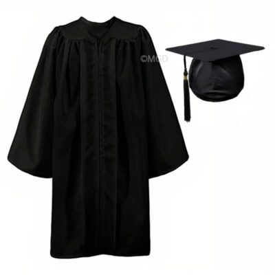 ''Black Matte Primary School Graduation Gown''>