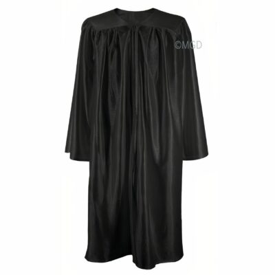 ''Black Shiny Zipper High School Graduation Gown''>