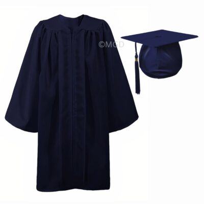 ''Navy Blue Matte Primary School Graduation Gown''>