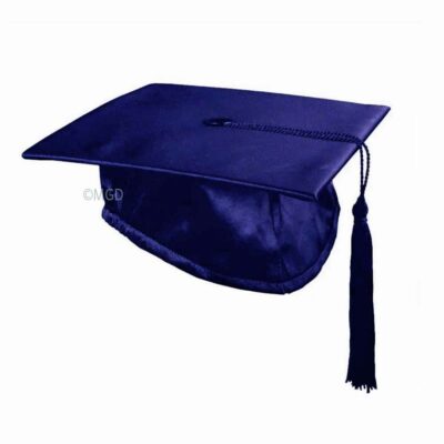 ''Navy Blue Shiny High School Graduation Cap''>