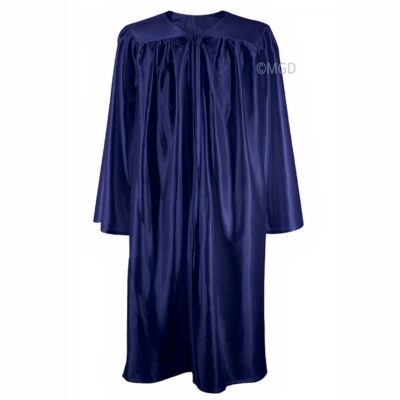 ''Navy Blue Shiny High School Graduation Gown''>