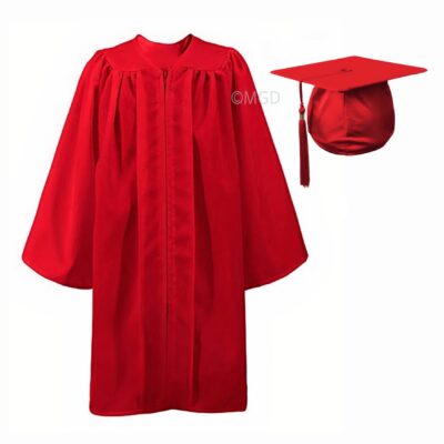 ''Red Matte Primary School Graduation Gown''>