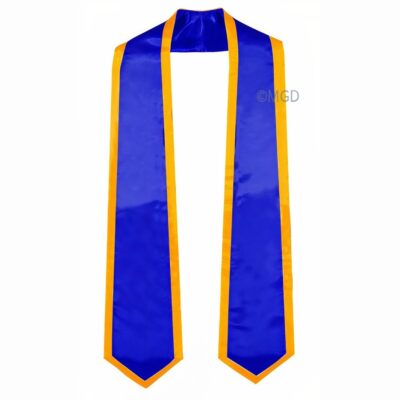 ''Royal Blue Graduation Stole with Yellow Piping''>