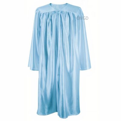 ''Sky Blue Shiny High School Graduation Gown''>