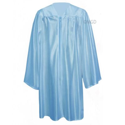 ''Sky Blue Shiny Primary School Graduation Gown''>