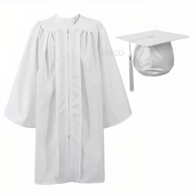 ''White Matte Primary School Graduation Gown''>