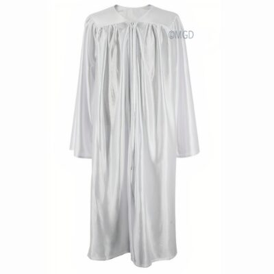 ''White Shiny High School Graduation Gown''>