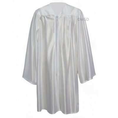 ''White Shiny Primary School Graduation Gown''>